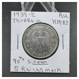 1934-E Third Reich Germany Silver Coin