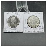 1950 & 1966 Canadian Silver Half Dollars