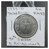 1934-D Third Reich Germany Silver Coin