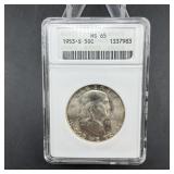 1953-S Franklin Silver Half Dollar - Soap Box - Gr