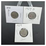 Three 1929 Buffalo Nickels ï¿½ Includes 1929-S