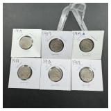 Six Early-Date Buffalo Nickels
