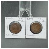 Two 1903 Canadian Large Cents