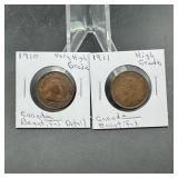 1910 & 1911 Canadian Large Cents