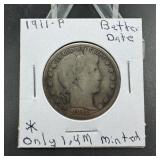 1911 Barber Silver Half Dollar