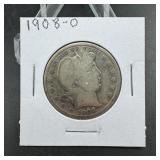 1908-O Barber Silver Half Dollar