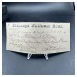 1881 Exchange National Bank of Denton, Texas Check
