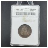 1886 Seated Liberty Quarter - Soap Box - Graded VG