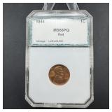 1944 Wheat Cent - Graded MS68 PQ Red