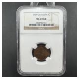1909 Lincoln Cent - Graded MS64 RB