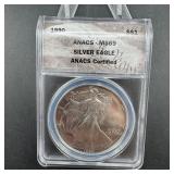1990 American Silver Eagle - ANACS MS69