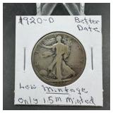 1920-D Walking Liberty Silver Half Dollar