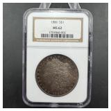 1886 Morgan Silver Dollar - Graded MS62