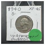 1940-S Washington Silver Quarter