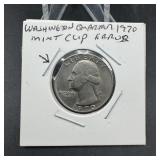 1970 Washington Quarter - Clipped Planchet Error