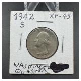 1942-S Washington Silver Quarter