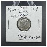 1964 Roosevelt Silver Dime - High Grade