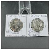 1953 & 1963 Canadian Proof Silver Half Dollars