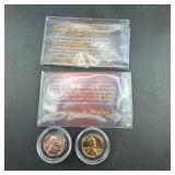 Two Gold-Plated Lincoln Wheat Cents