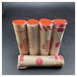 (5xBid) 5 Rolls of 1974 BU Pennies - 5ï¿½