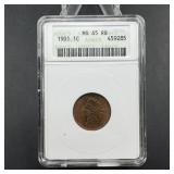 1901 Indian Head Cent - Soap Box - Graded MS65 RB