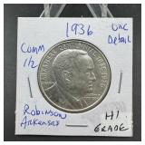 1936 Arkansas Commemorative Silver Half Dollar - H