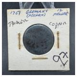 1757 Germany Copper Coin - Marked Thaler