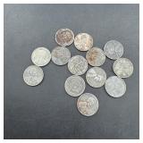 Lot of 12 Lincoln Steel Cents