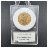 1909-S $10 Gold Eagle - Graded MS64