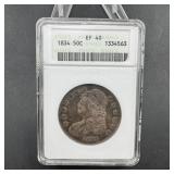 1834 Capped Bust Silver Half Dollar - ANACS EF40