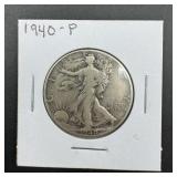 1940 Walking Liberty Silver Half Dollar