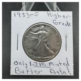 1933-S Walking Liberty Silver Half Dollar