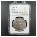 1883-O Morgan Silver Dollar - NGC MS63