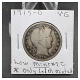 1915 Barber Silver Half Dollar