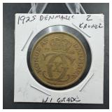 1925 Denmark 2 Kroner Coin - High Grade