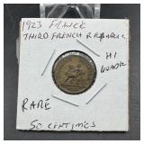 1923 French Third Republic Coin - Rare - High Grad