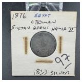 1876 Egypt Ottoman .833 Silver Coin