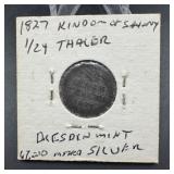 1827 Saxony 1/24 Thaler Silver Coin