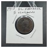 1915 El Salvador 5 Centavos Coin