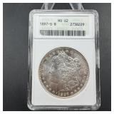 1897-S Morgan Silver Dollar - Soap Box - Graded MS