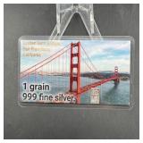 Golden Gate Bridge 1-Grain .999 Fine Silver Bar
