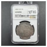 1882-O/S Morgan Silver Dollar - Graded XF40