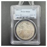 1881-CC Morgan Silver Dollar - Graded MS64