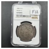 1880-O Micro O Morgan Silver Dollar - Graded F12