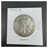 1945-D Walking Liberty Silver Half Dollar