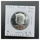 1964 Kennedy Silver Half Dollar Proof - Accented H