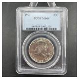 1963 Franklin Silver Half Dollar - Graded MS64