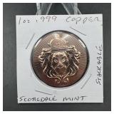 1 Oz .999 Copper Scottsdale Mint Stackable Round