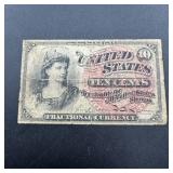 1863 Civil War 10-Cent Fractional Currency Note