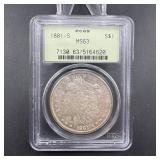 1881-S Morgan Silver Dollar - PCGS MS63